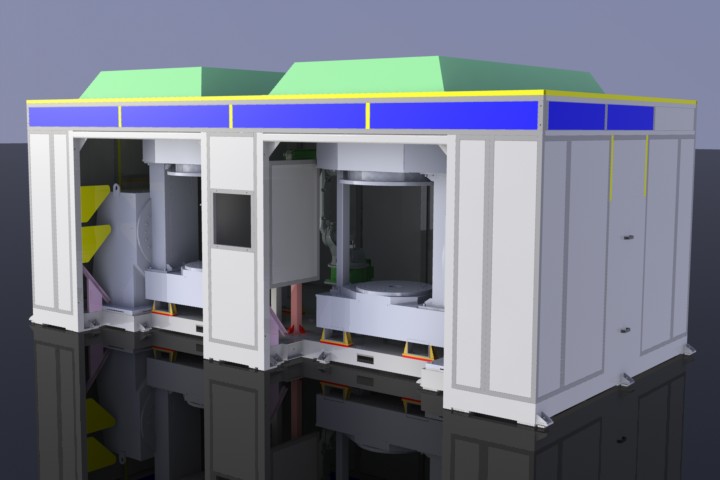 Single robot/double workstation with workshop Single robot/double workstation with workshop